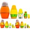 Aevvv - Easter Wooden Cartoon Bunny Decorations Gifts, Handmade Russian Matryoshka Stacking Nesting Dolls Set -5 pcs